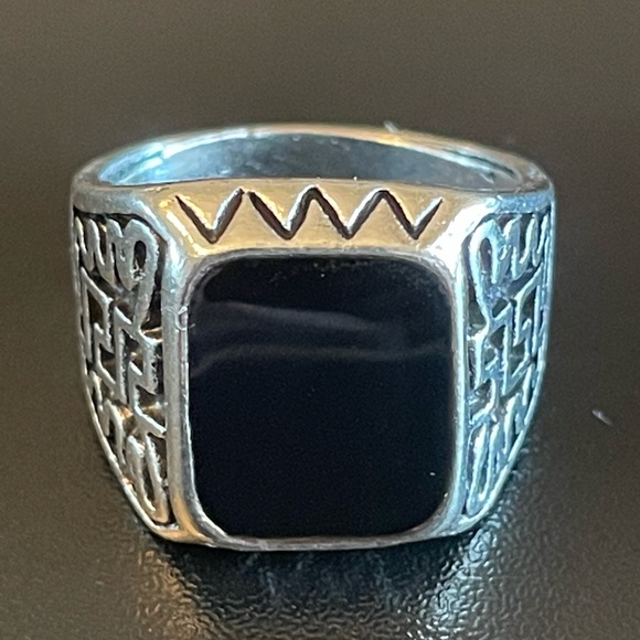 Jewelry - S925 silver black obsidian stone ring size 8